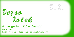 dezso kolek business card
